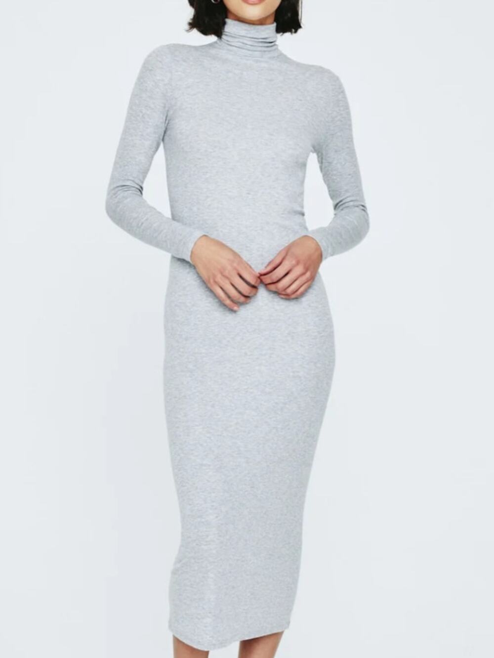 AG Adriano Goldschmied Gray Jenny Long Sleeve Turtleneck Dress + Cardigan S